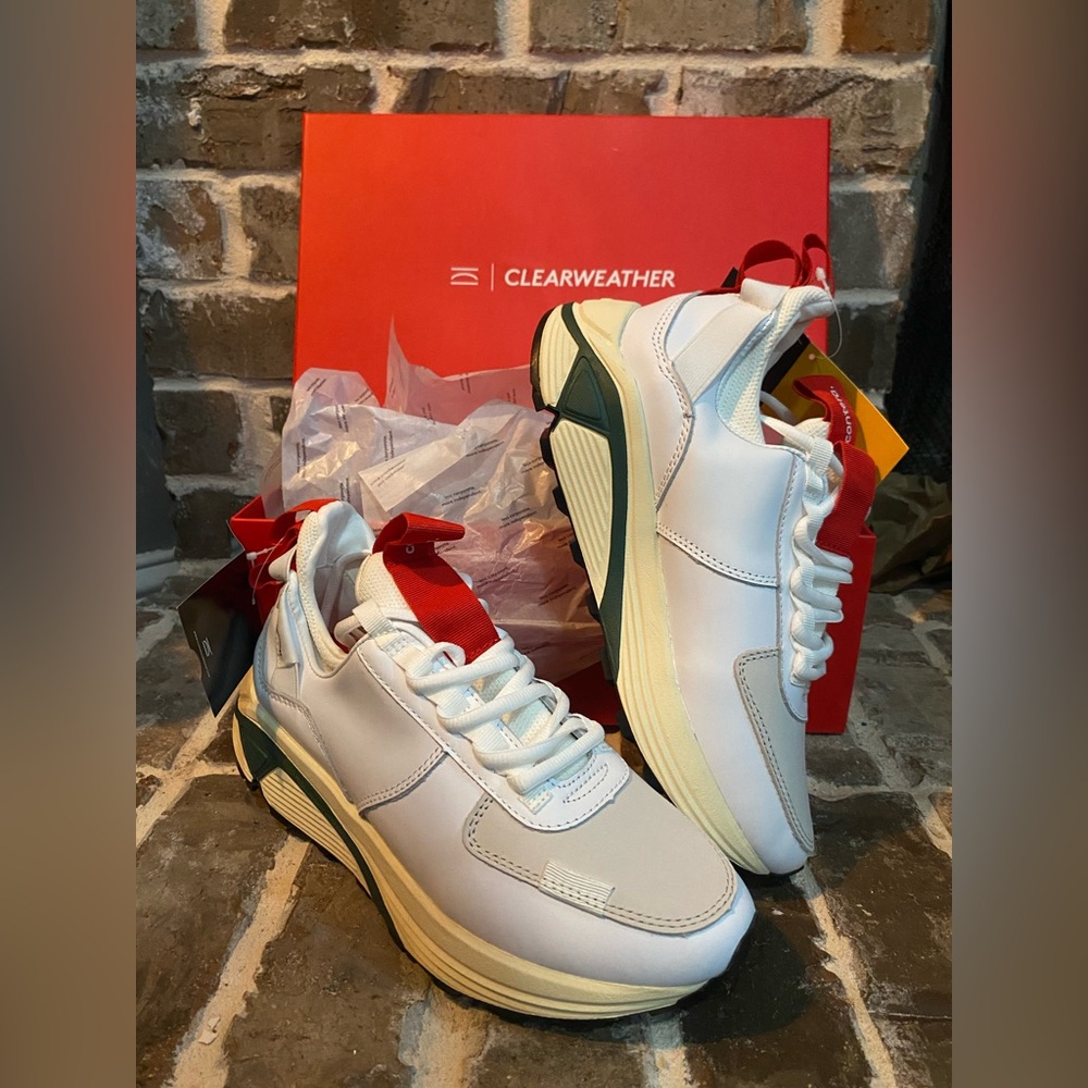 Clearweather Women’s Athletic Sneakers - White with Red Accents